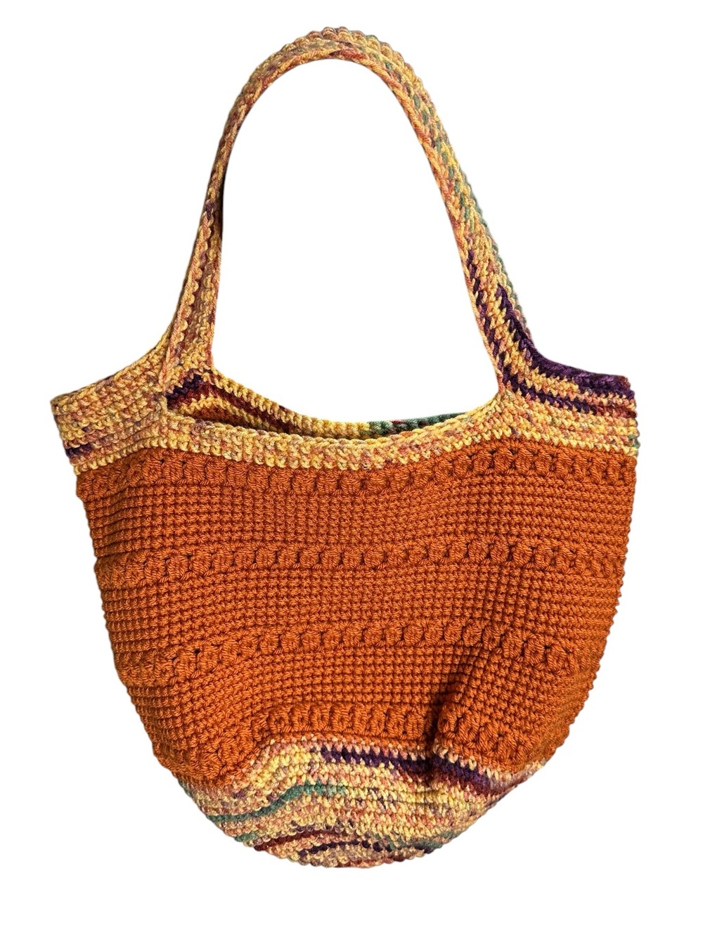 Crochet Knitted Handmade Boho Bucket Shoulder Bag. Festival